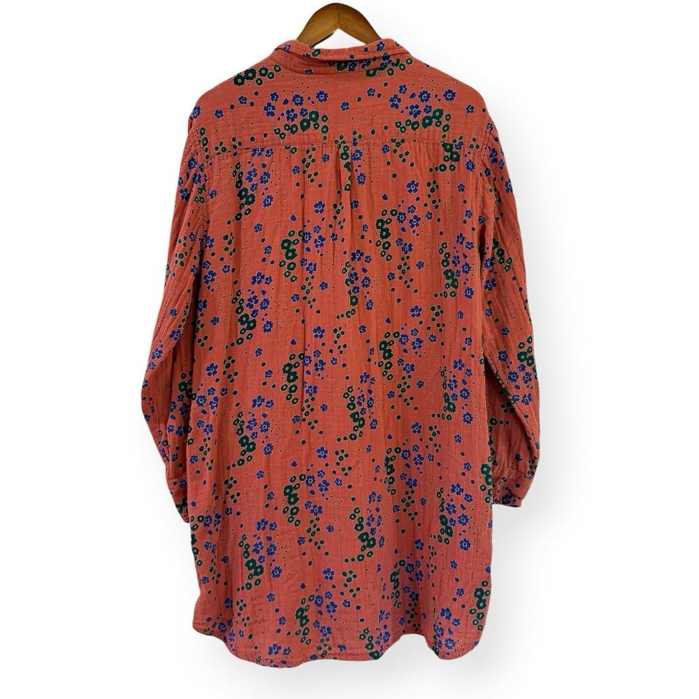Natural Life Women's Floral Georgia Gauze Gauzy Cotton Long Sleeve Shirt Dress L - Picture 7 of 9